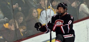 Cory Thorson boosted SCSU's lead over UMD to 4-1 in the second period on Sat., Dec. 7, 2013 at Amsoil Arena. (Photo: St. Cloud State University Athletics)